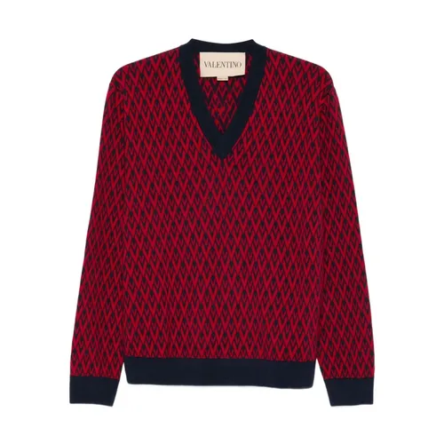Roter Wollpullover mit Jacquard-Motiv - Valentino Garavani - Modalova