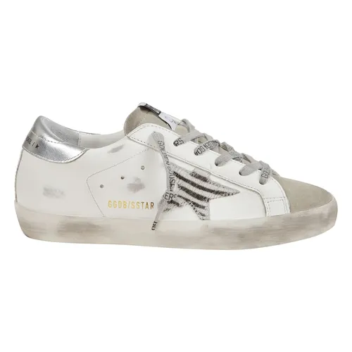 White Leather Sneakers with Zebra Print - Golden Goose - Modalova