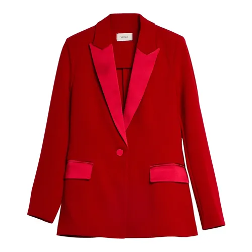 Einreihiger Mantel mit Satindetails - ViCOLO - Modalova