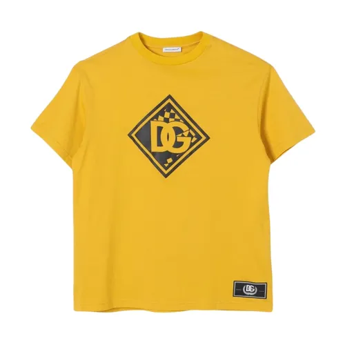 Yellow Kids Logo Tee - Dolce & Gabbana - Modalova