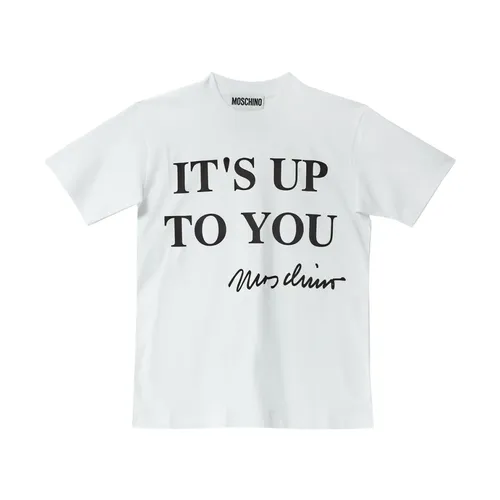 T-shirt a Maniche Corte Bianca in Cotone Empowerment - Moschino - Modalova