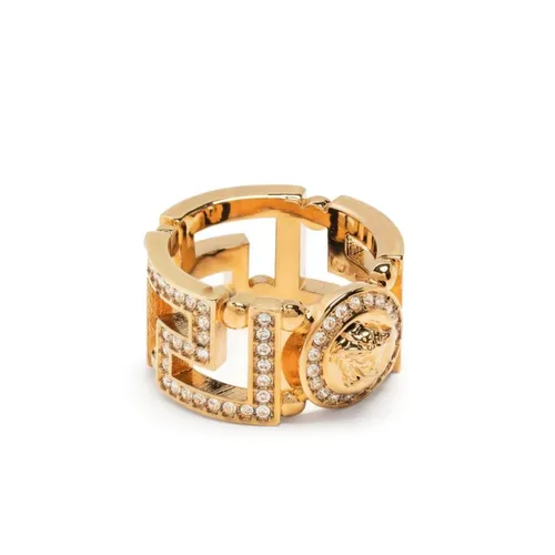 Crystal Medusa Emblem Gold Ring - Versace - Modalova