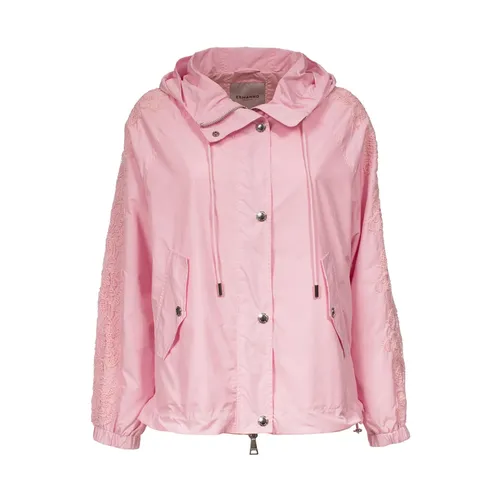 Short Parka with Hood and Embroidery - Ermanno Scervino - Modalova