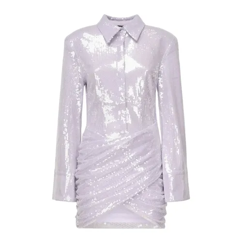 Lila Drapiertes Kleid mit Spitzkragen - ROTATE Birger Christensen - Modalova