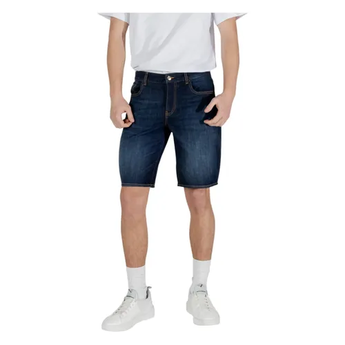 Blue Cotton-Blend Shorts with Pockets - Armani Exchange - Modalova
