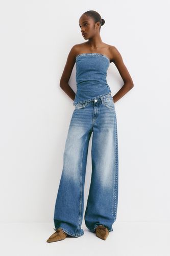 Jean Wide Leg Taille Basse À Clous - Pull&Bear - Modalova