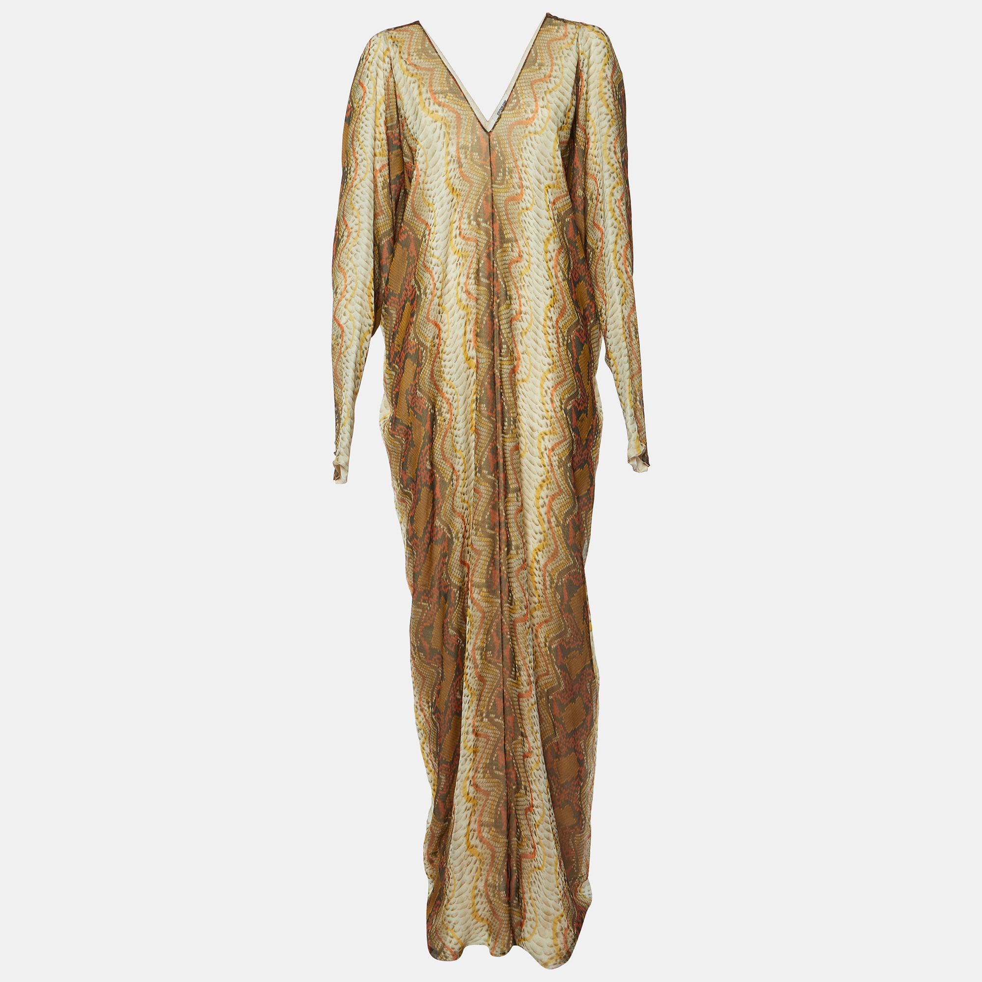 Edition Soir Snake Print Silk Maxi Dress M - Yves Saint Laurent - Modalova