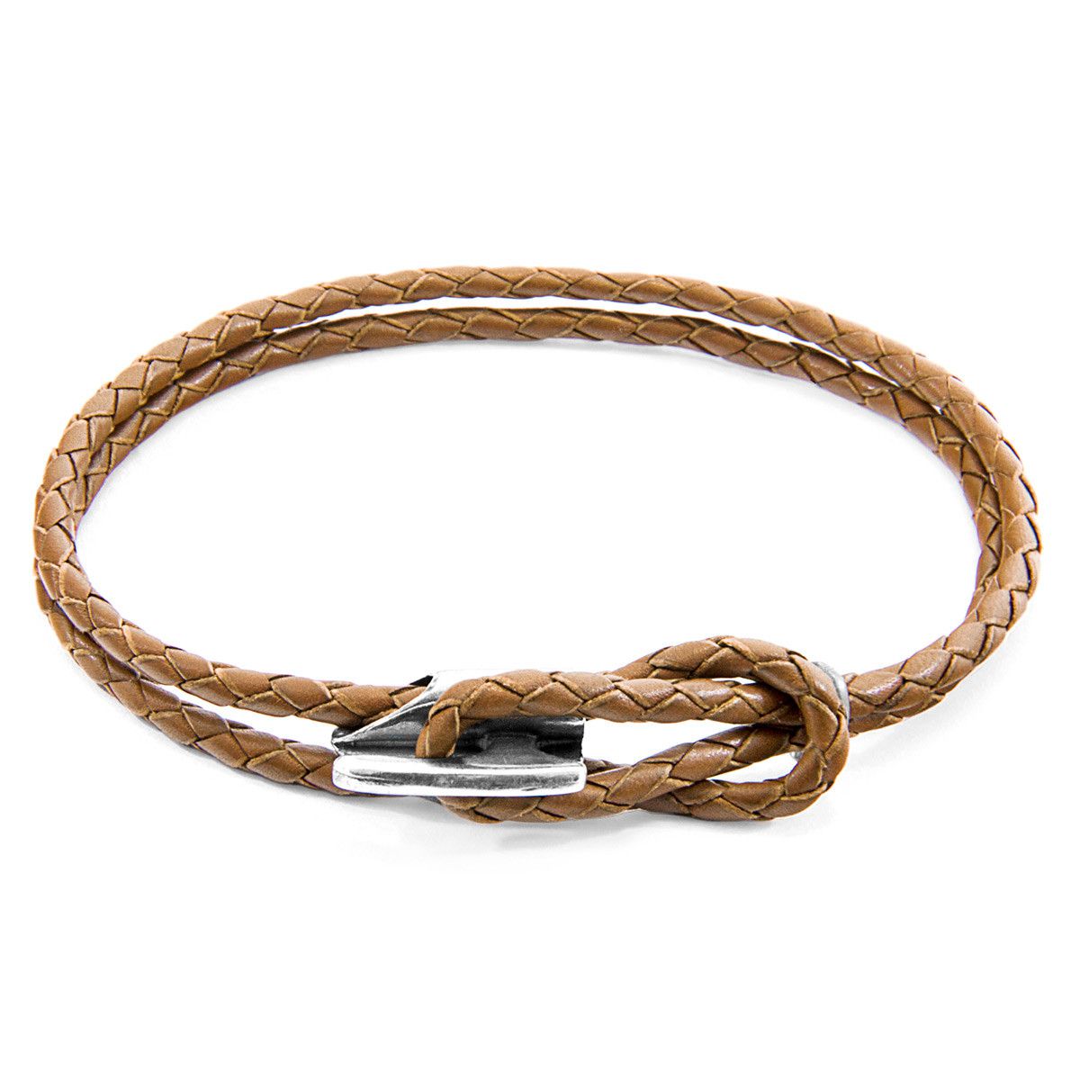 Padstow Silver and Braided Leather Bracelet - ANCHOR & CREW - Modalova