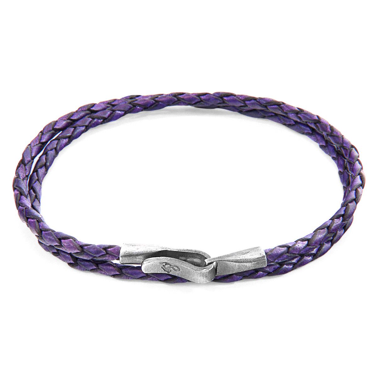 Grape Liverpool Silver and Braided Leather Bracelet - ANCHOR & CREW - Modalova