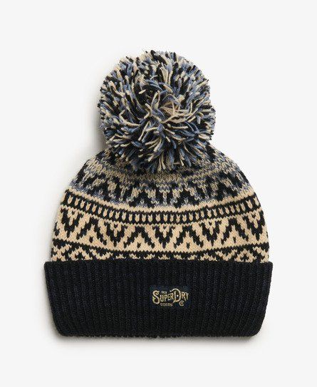Women's Patterned Knitted Beanie Hat Navy / Island Navy Twist - Size: 1SIZE - Superdry - Modalova