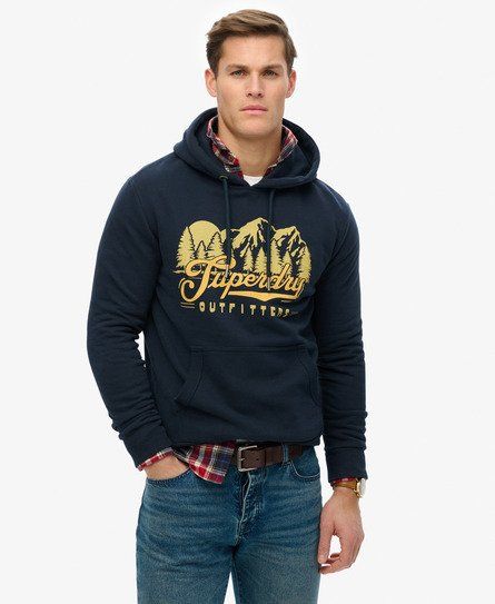 Men's Outfitters Hoodie Navy / Eclipse Navy - Size: Xxl - Superdry - Modalova
