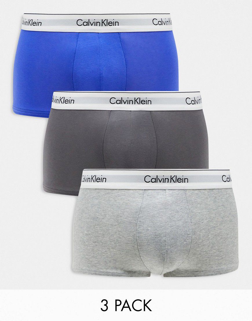 Confezione da 3 paia di boxer aderenti a vita bassa in cotone elasticizzato multicolori - Calvin Klein - Modalova