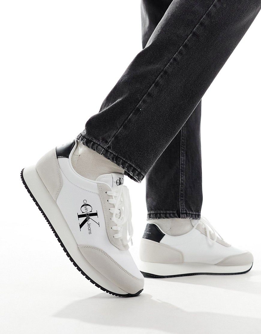 Sneakers basse rétro stringate bianche stile runner - Calvin Klein Jeans - Modalova