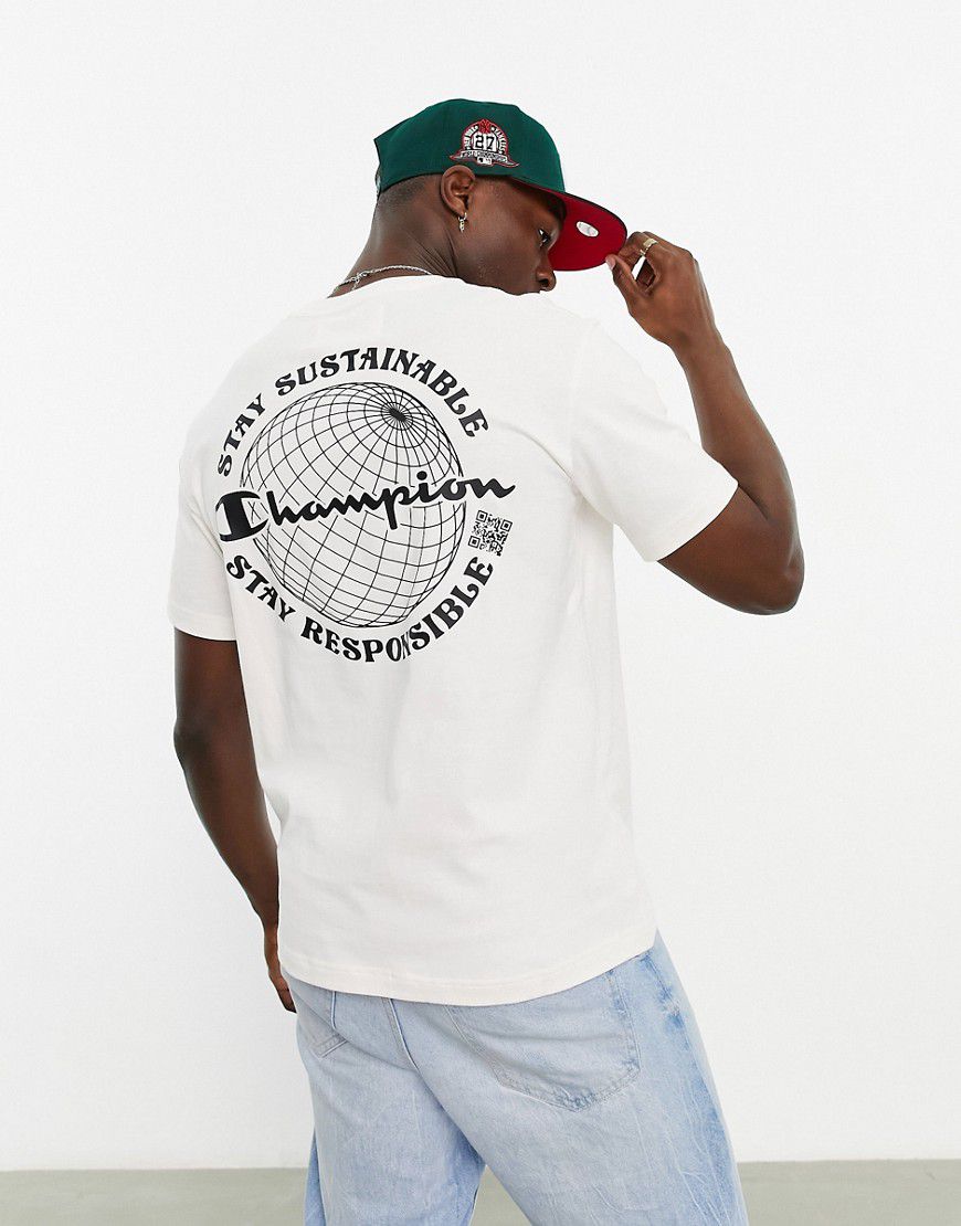 Rochester Future - T-shirt bianca con stampa di globo sul retro - Champion - Modalova