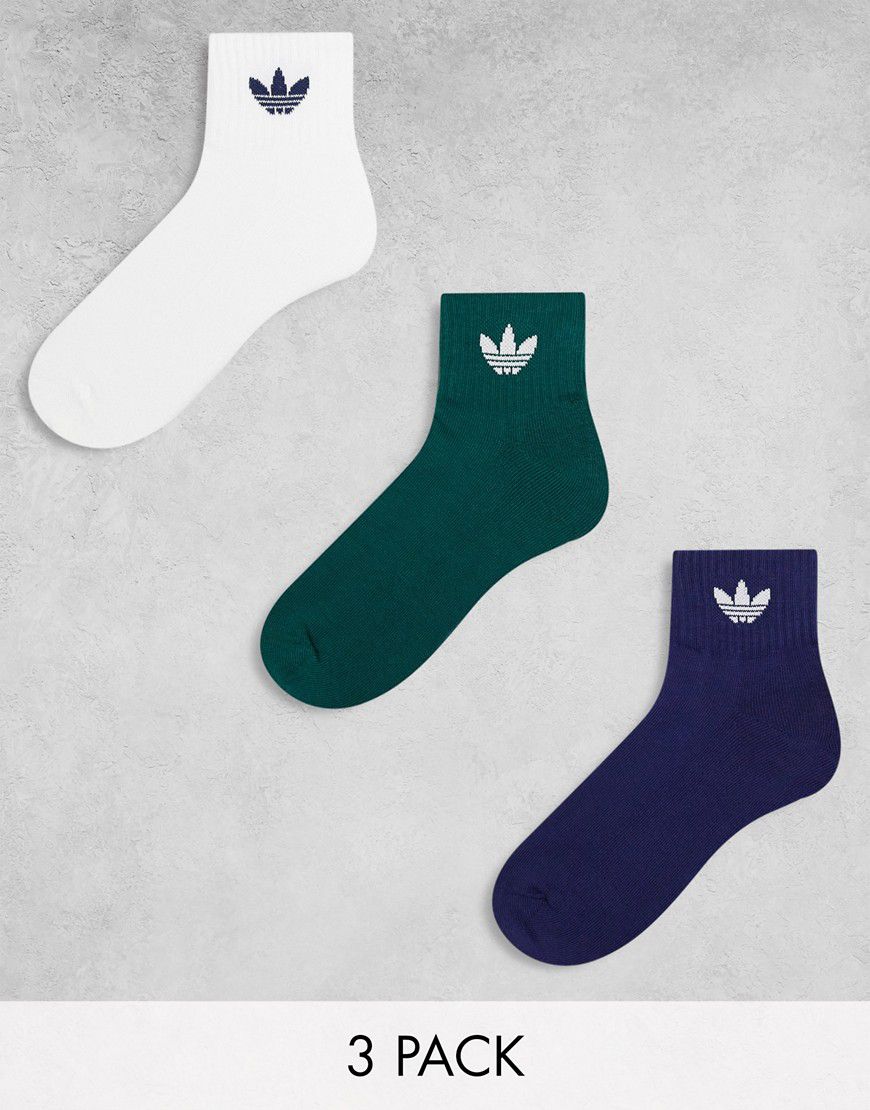 Calzini a metà caviglia bianchi, blu navy e verdi - adidas Originals - Modalova