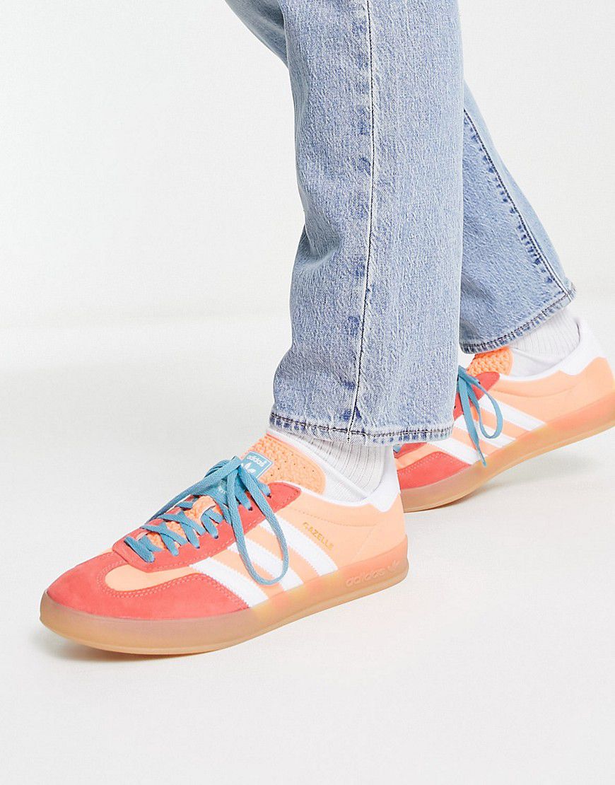 Gazelle Indoor - Sneakers arancioni e bianche con suola in gomma - adidas Originals - Modalova