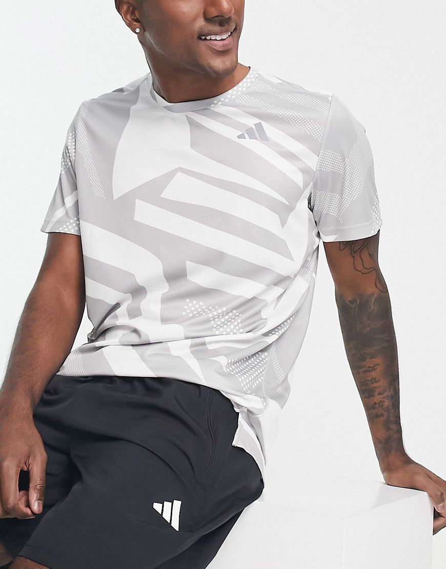 Adidas - Running Own The Run - T-shirt bianca con stampa astratta - adidas performance - Modalova