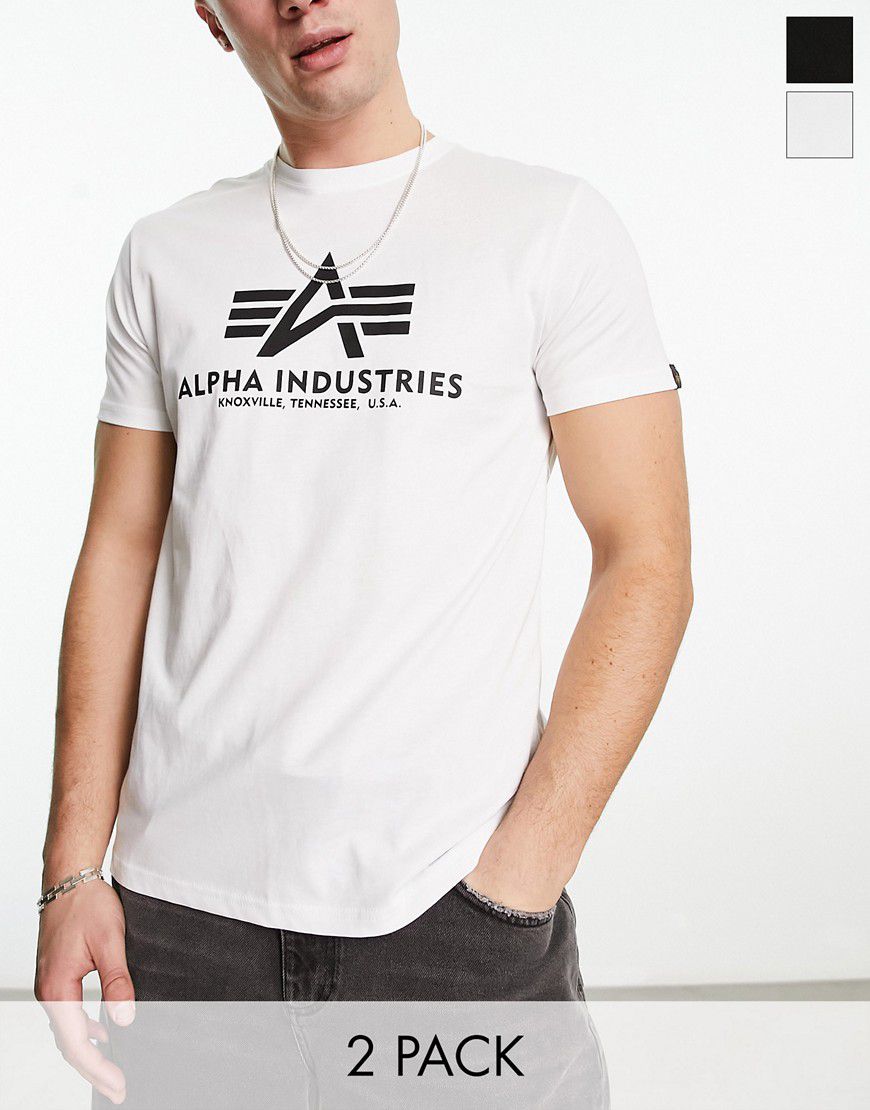 Confezione da 2 T-shirt basic con logo color bianco e nero - Alpha Industries - Modalova