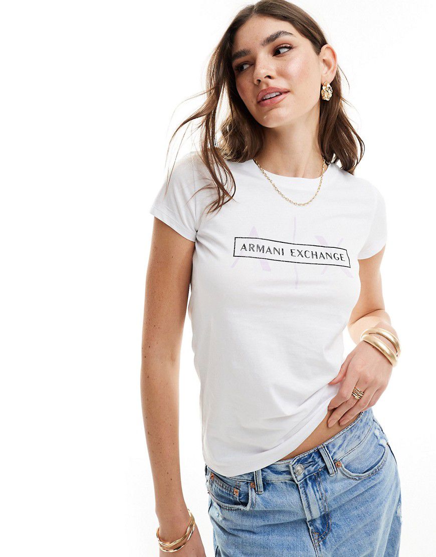 T-shirt slim bianca - Armani Exchange - Modalova