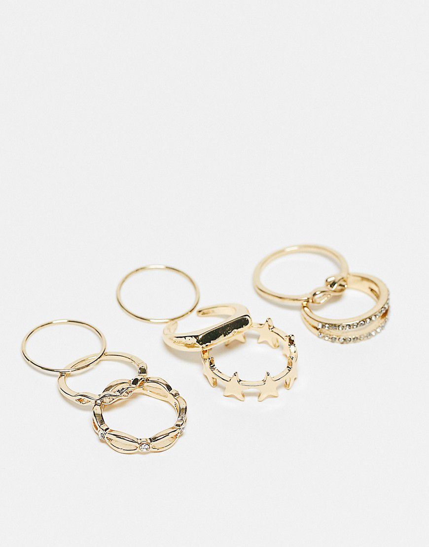 Confezione di anelli dorati con stelle - Ashiana - Modalova