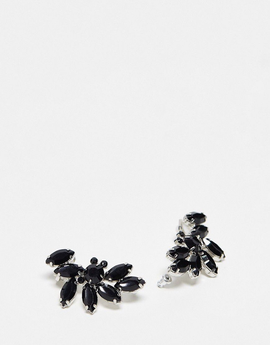 Confezione da 2 orecchini ear cuff con cristalli neri - ASOS DESIGN - Modalova