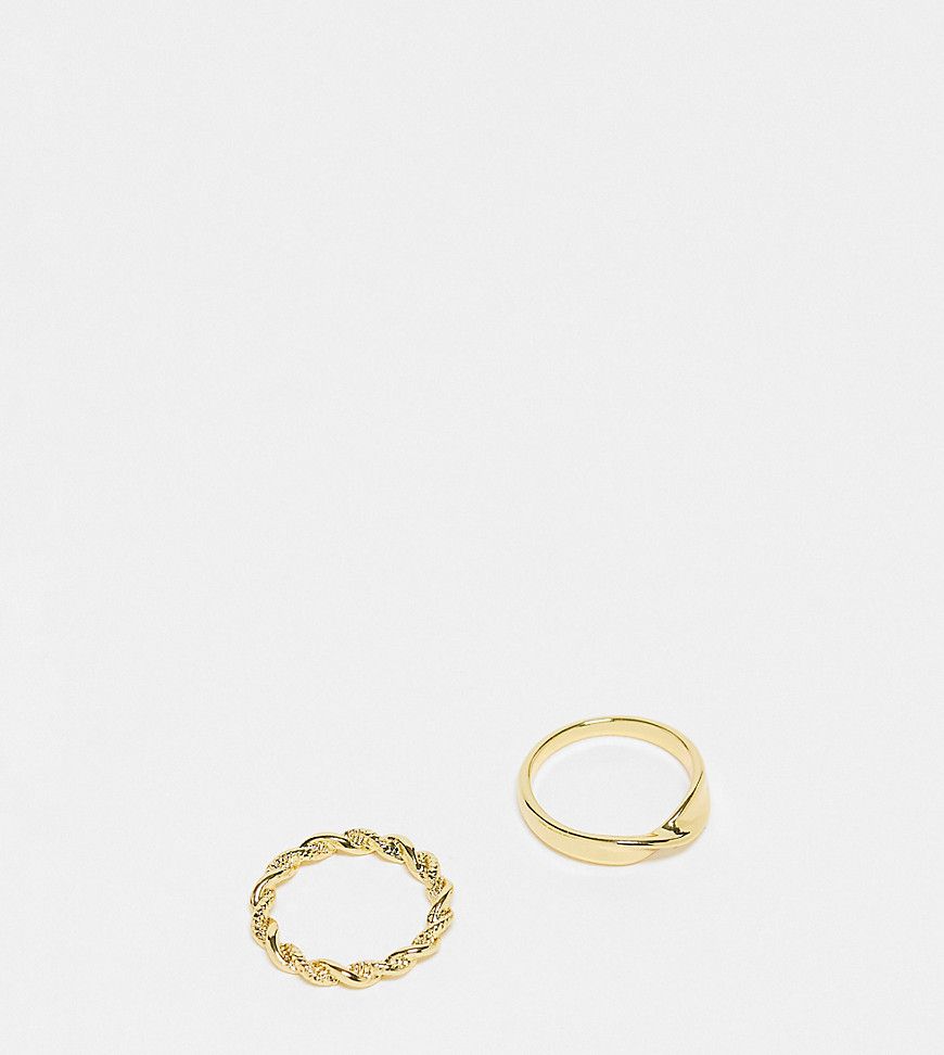Confezione da 2 anelli dorati placcati 14k intrecciati - ASOS DESIGN - Modalova