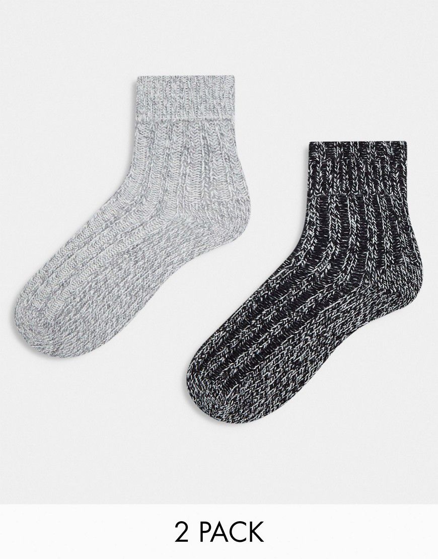 Confezione da 2 paia di calzini da casa in maglia di misto lana - ASOS DESIGN - Modalova