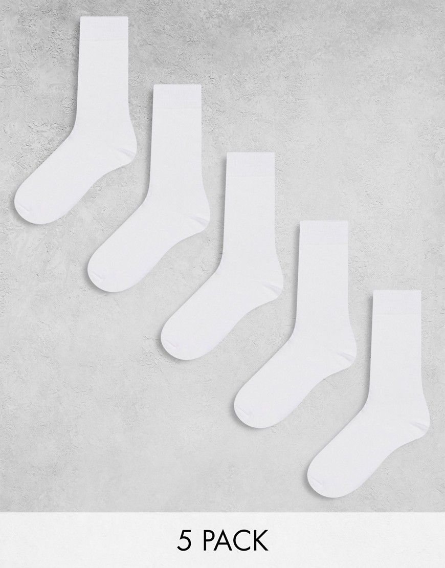 Confezione multipack da 5 paia di calzini alla caviglia bianchi - ASOS DESIGN - Modalova