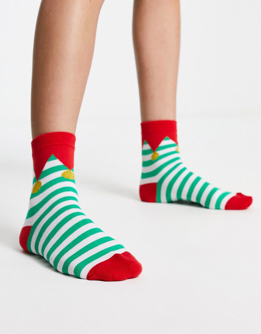 Calzini natalizi alla caviglia stile elfo - ASOS DESIGN - Modalova