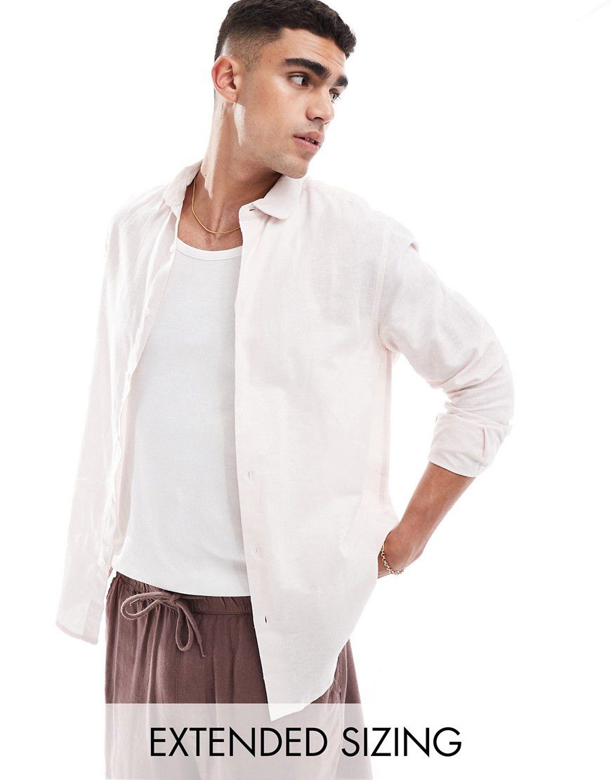 Camicia vestibilità classica elegante in lino pallido con colletto smussato - ASOS DESIGN - Modalova
