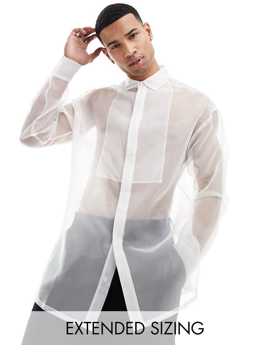 Camicia oversize stile anni '90 in organza bianca - ASOS DESIGN - Modalova