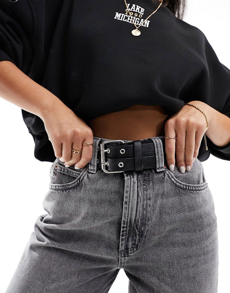 Cintura per jeans a vita bassa con doppia fibbia - ASOS DESIGN - Modalova