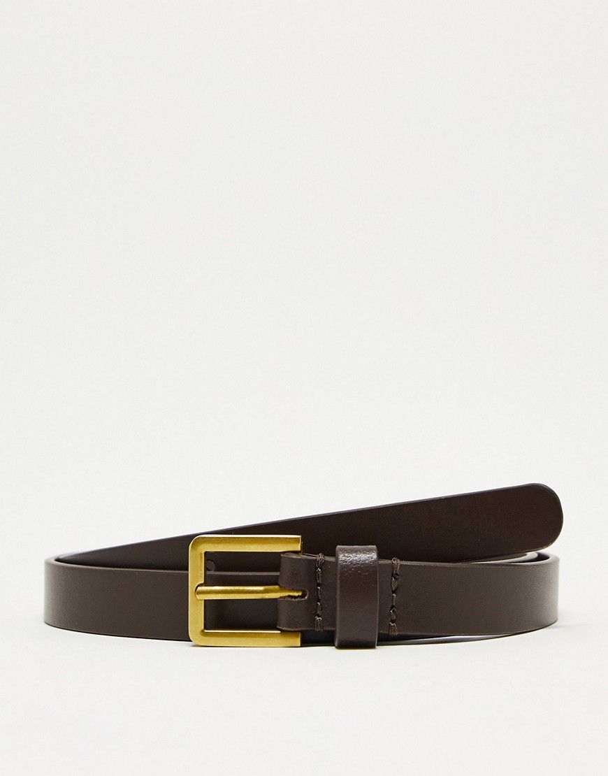 Cintura skinny elegante in pelle con fibbia dorata - ASOS DESIGN - Modalova