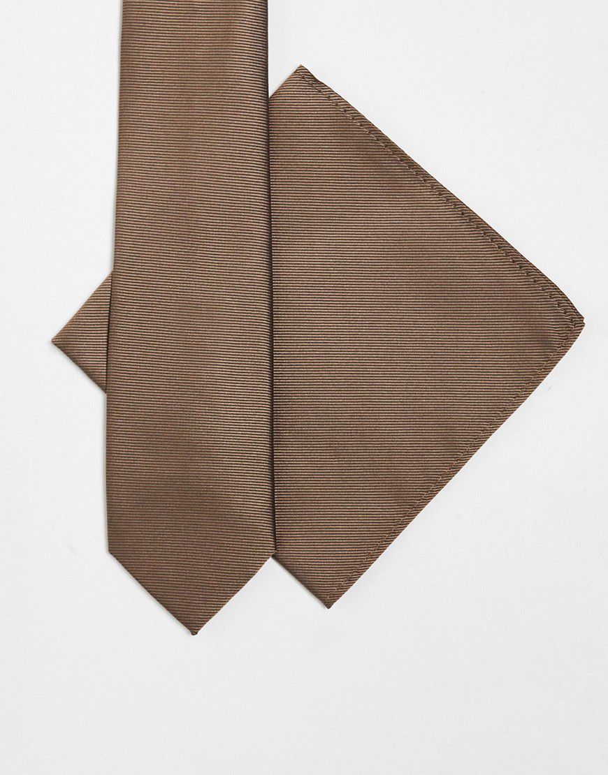 Cravatta e fazzoletto da taschino chiaro - ASOS DESIGN - Modalova