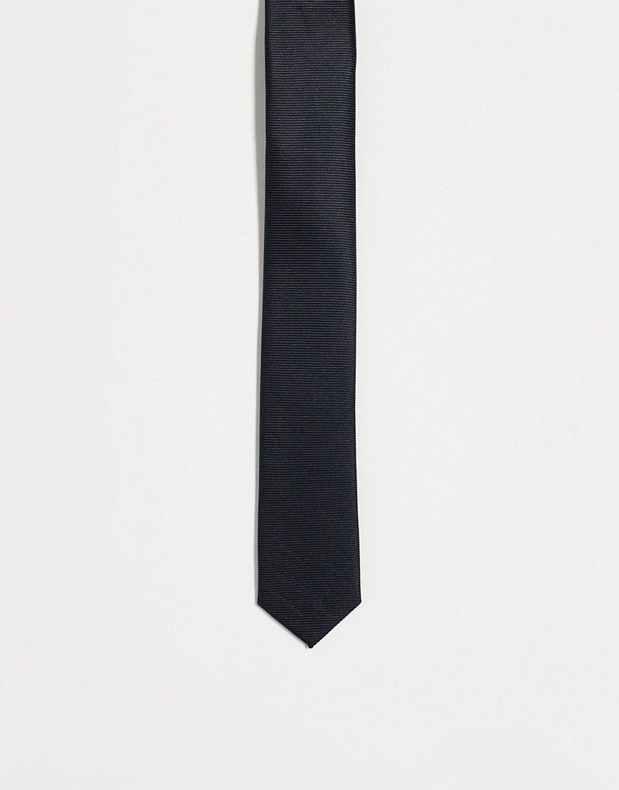Cravatta skinny in raso nera - ASOS DESIGN - Modalova