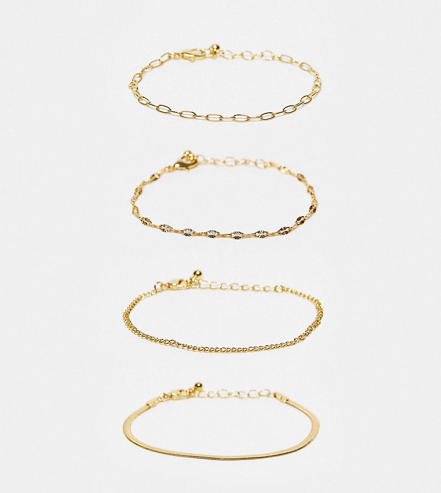 ASOS DESIGN Curve - Confezione da 4 bracciali dorati placcati 14 k con catena miste - ASOS Curve - Modalova