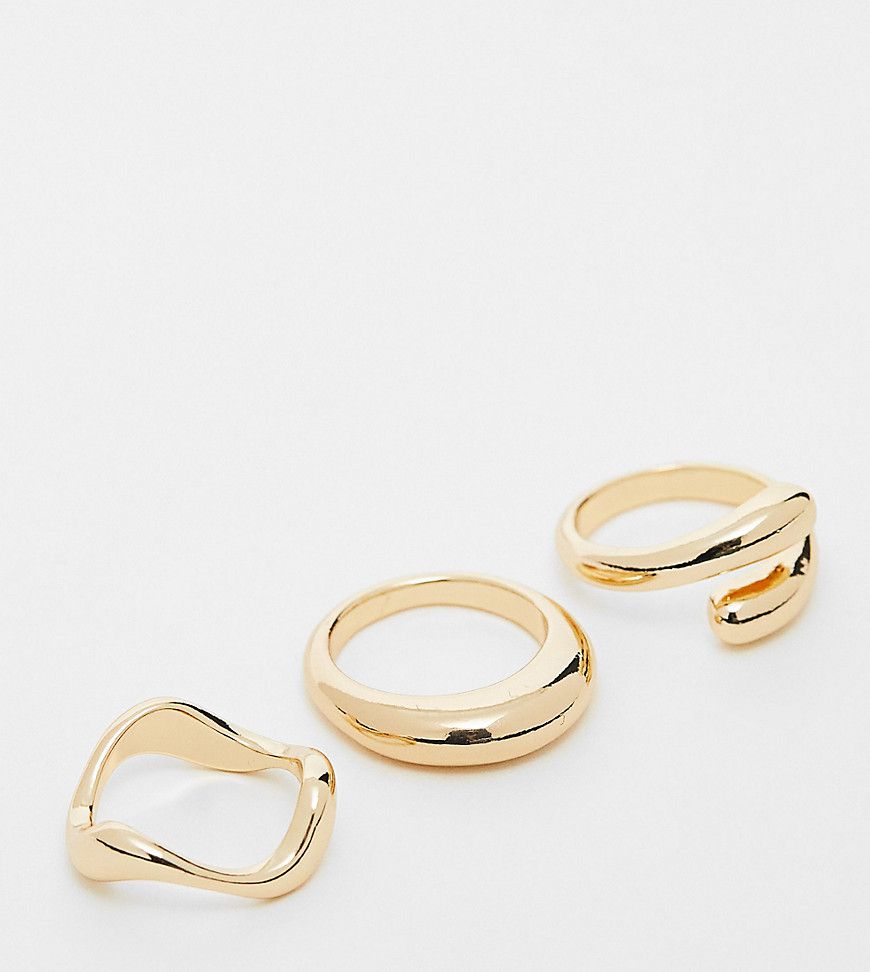 ASOS DESIGN Curve - Confezione da 3 anelli color con design minimal misti - ASOS Curve - Modalova