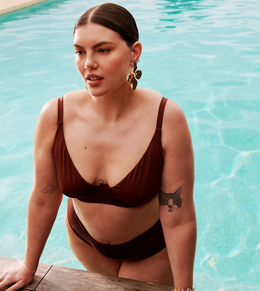 ASOS DESIGN Curve - Maya - Top bikini con ferretto cioccolato - ASOS Curve - Modalova