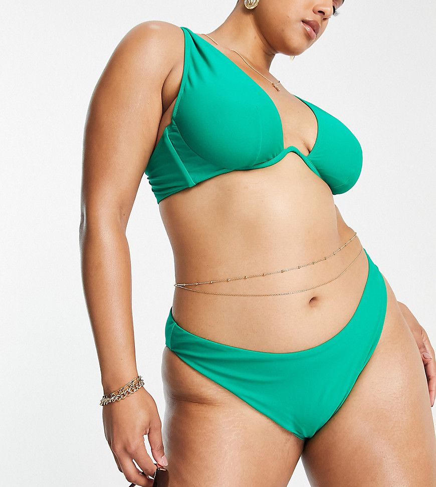 ASOS DESIGN Curve - Slip bikini a vita bassa smeraldo - ASOS Curve - Modalova