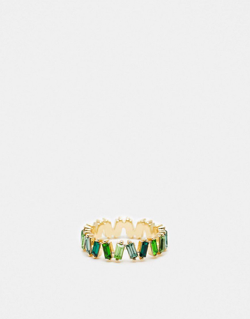 Anello a baguette color con pietre verdi - ASOS DESIGN - Modalova