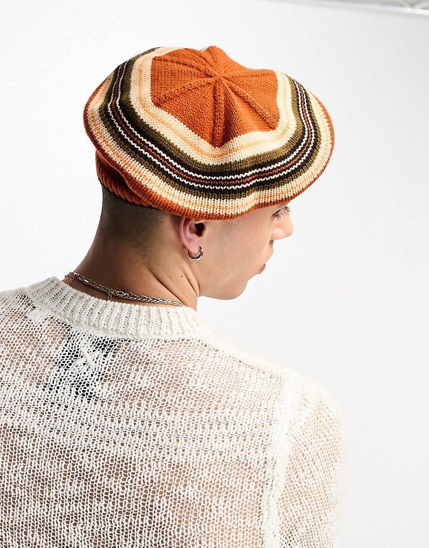 Basco in maglia color ruggine a righe - ASOS DESIGN - Modalova
