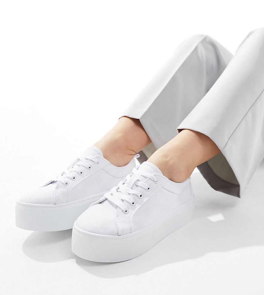 Divide - Sneakers stringate bianche con suola flatform e pianta larga - ASOS DESIGN - Modalova