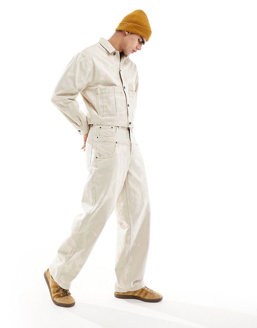 Jeans larghi écru candeggiato con doppia fascia in vita in coordinato - ASOS DESIGN - Modalova