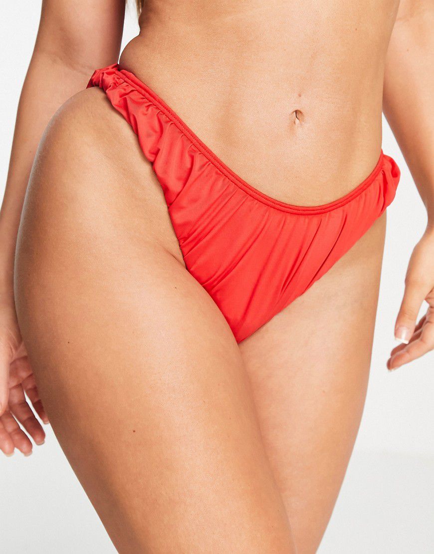 Slip bikini in rete rossa - ASOS DESIGN - Modalova