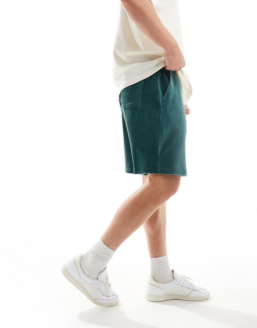 Pantaloncini oversize verde-azzurro in velour a coste - ASOS DESIGN - Modalova