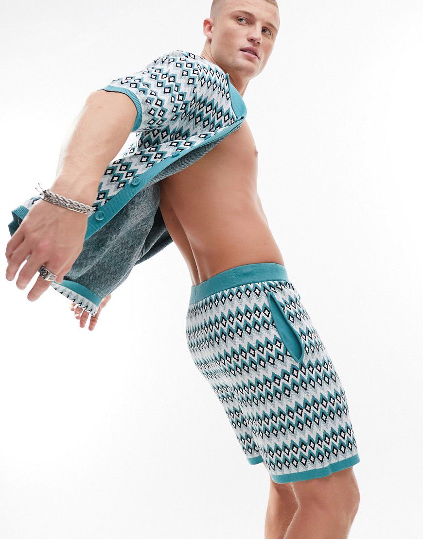 Pantaloncini in maglia con stampa geometrica in coordinato - ASOS DESIGN - Modalova