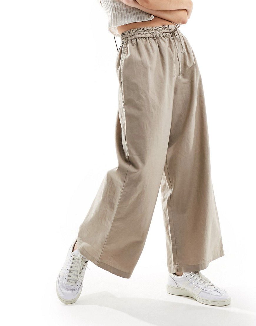 Pantaloni a cilindro color tortora in misto lino - ASOS DESIGN - Modalova