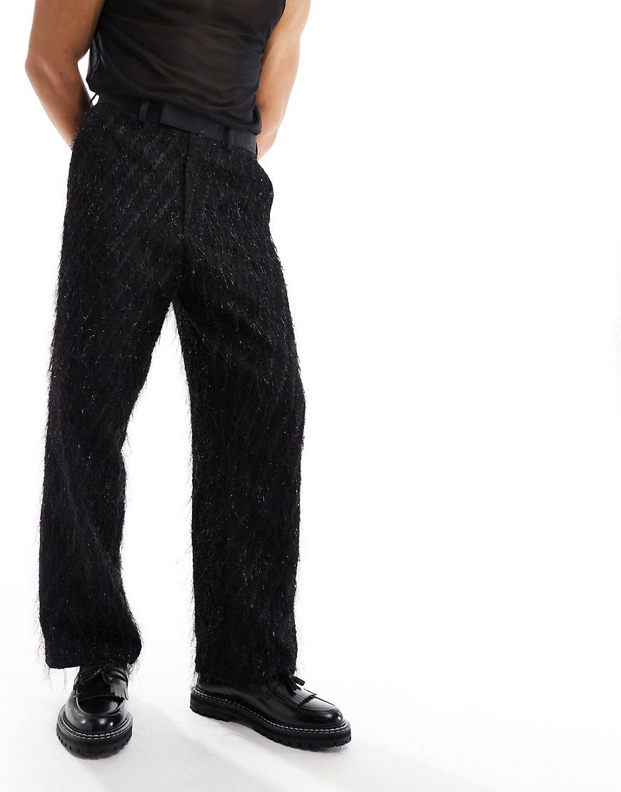 Pantaloni a fondo ampio eleganti neri con frange - ASOS DESIGN - Modalova