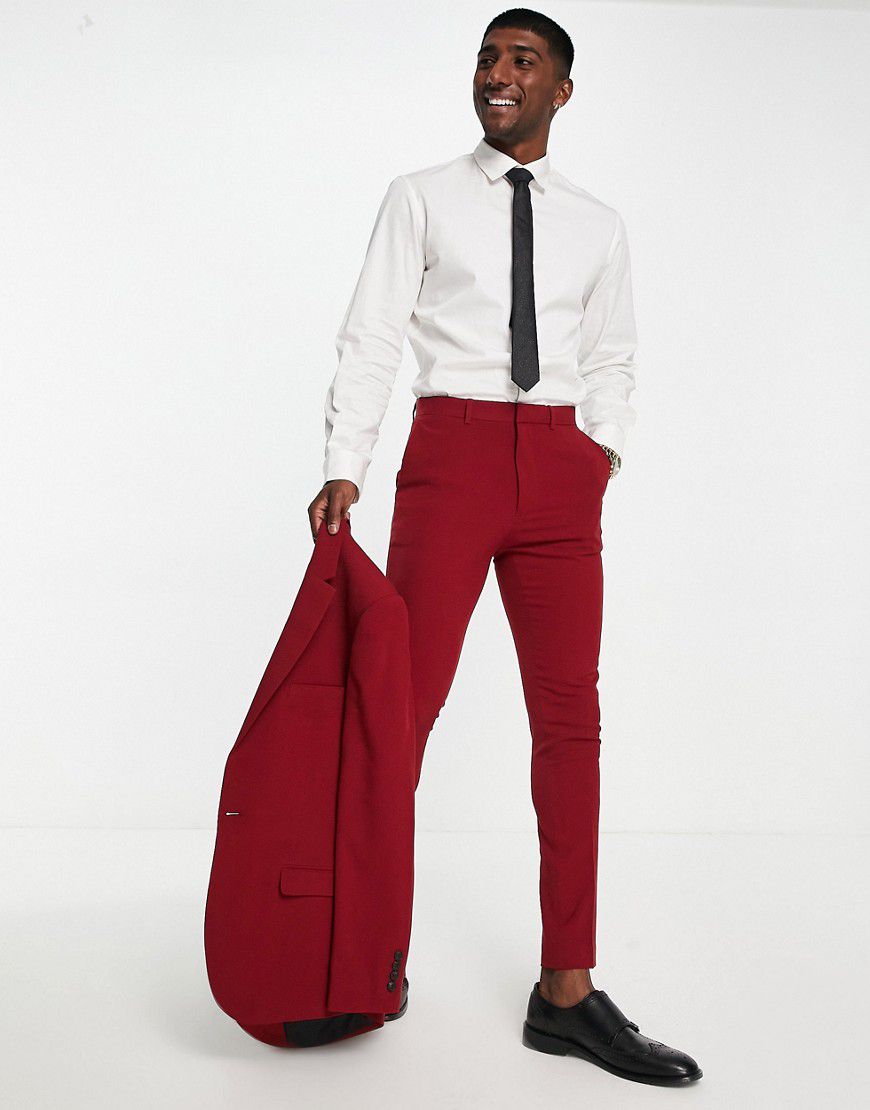 Pantaloni da abito super skinny bordeaux - ASOS DESIGN - Modalova