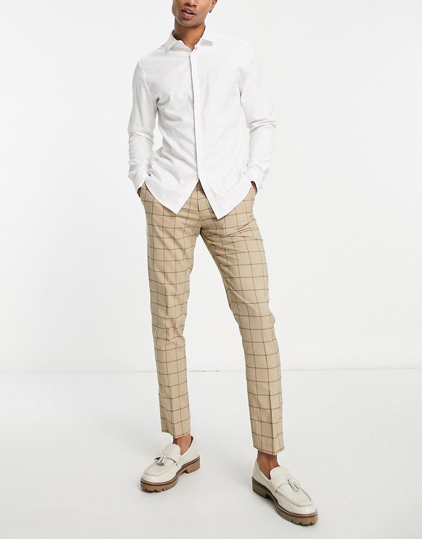 Pantaloni da abito skinny grigio pietra a quadri - ASOS DESIGN - Modalova